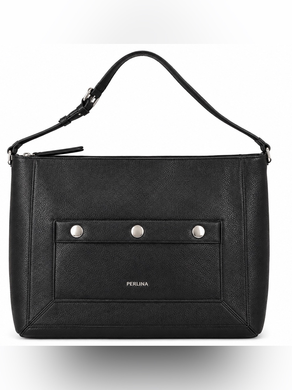 Perlina New York Black Genuine Leather Crossbody Shoulder Bag